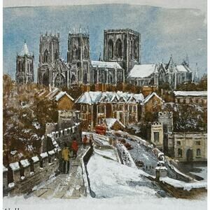 Vtg Souvenir Note Card Reproduction WH Constantine Watercolour York Minster SEE